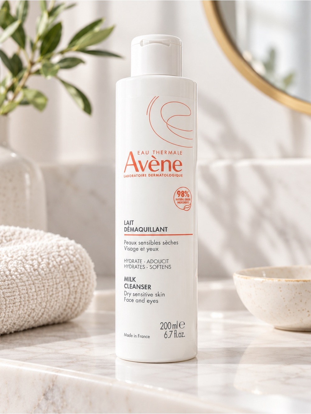 Avène Milk Cleanser Dry Sensitive Skin Face & Eyes 200ml New Unused